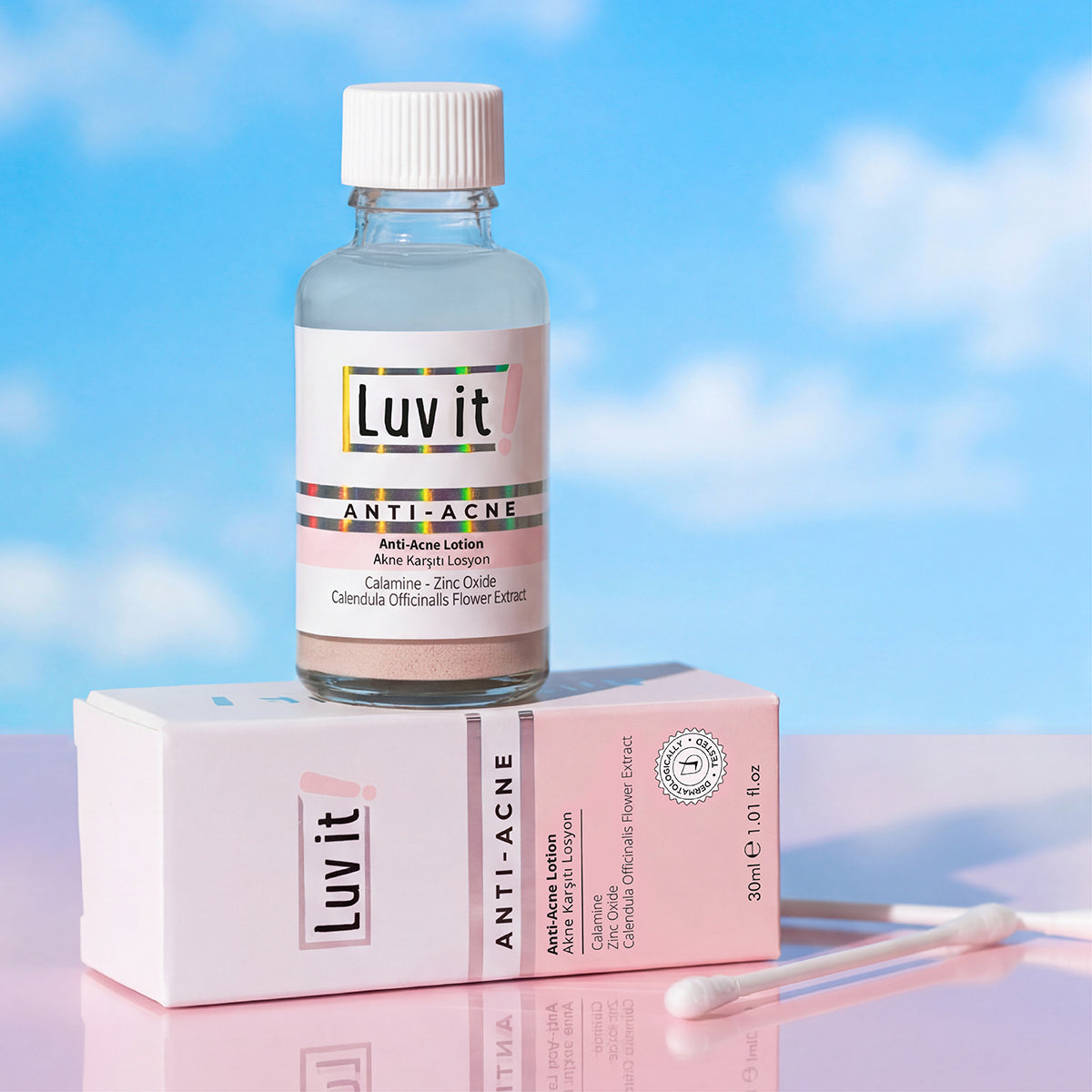 Akne Karşıtı Losyon – krem/losyon tüpü ya da kavanozu ön cephe ürün fotoğrafı