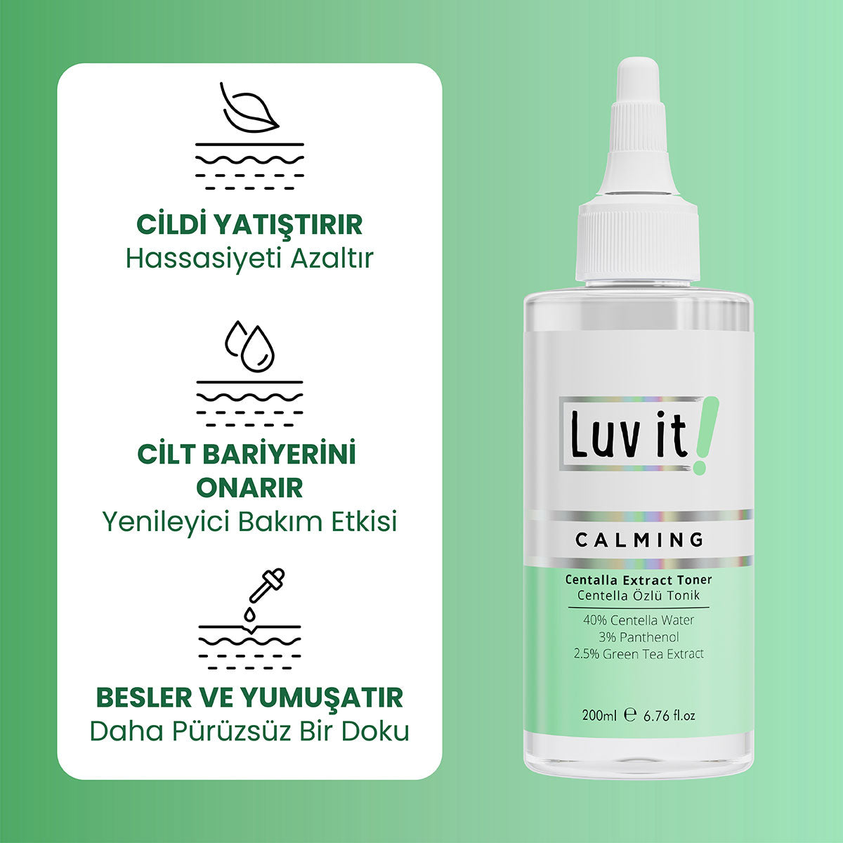 Centella Özlü Onarıcı Serum ve Tonik 2'li Cilt Bakım seti – ürün faydalarını açıklayan bilgi görseli (2. slayt)