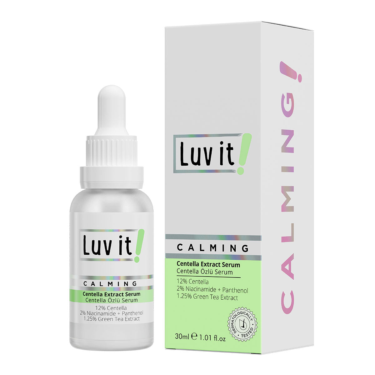 Centella Özlü Serum – temiz beyaz arka planda ürün ambalajı, e-ticaret ürün görseli