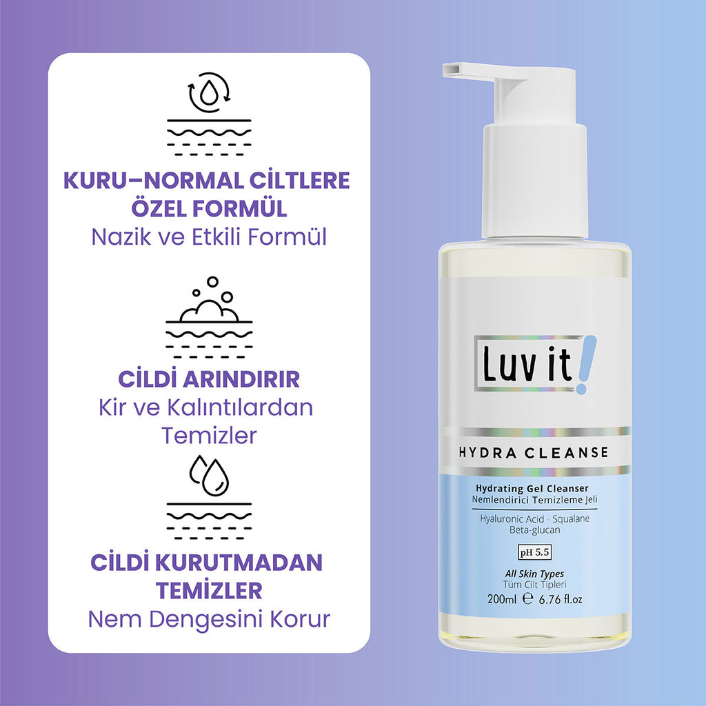 Çift Aşamalı Temizlik Sağlayan Nemlendirme Etkili Cilt Bakım Seti (Kuru-Normal Ciltler) – ürün faydalarını açıklayan bilgi görseli