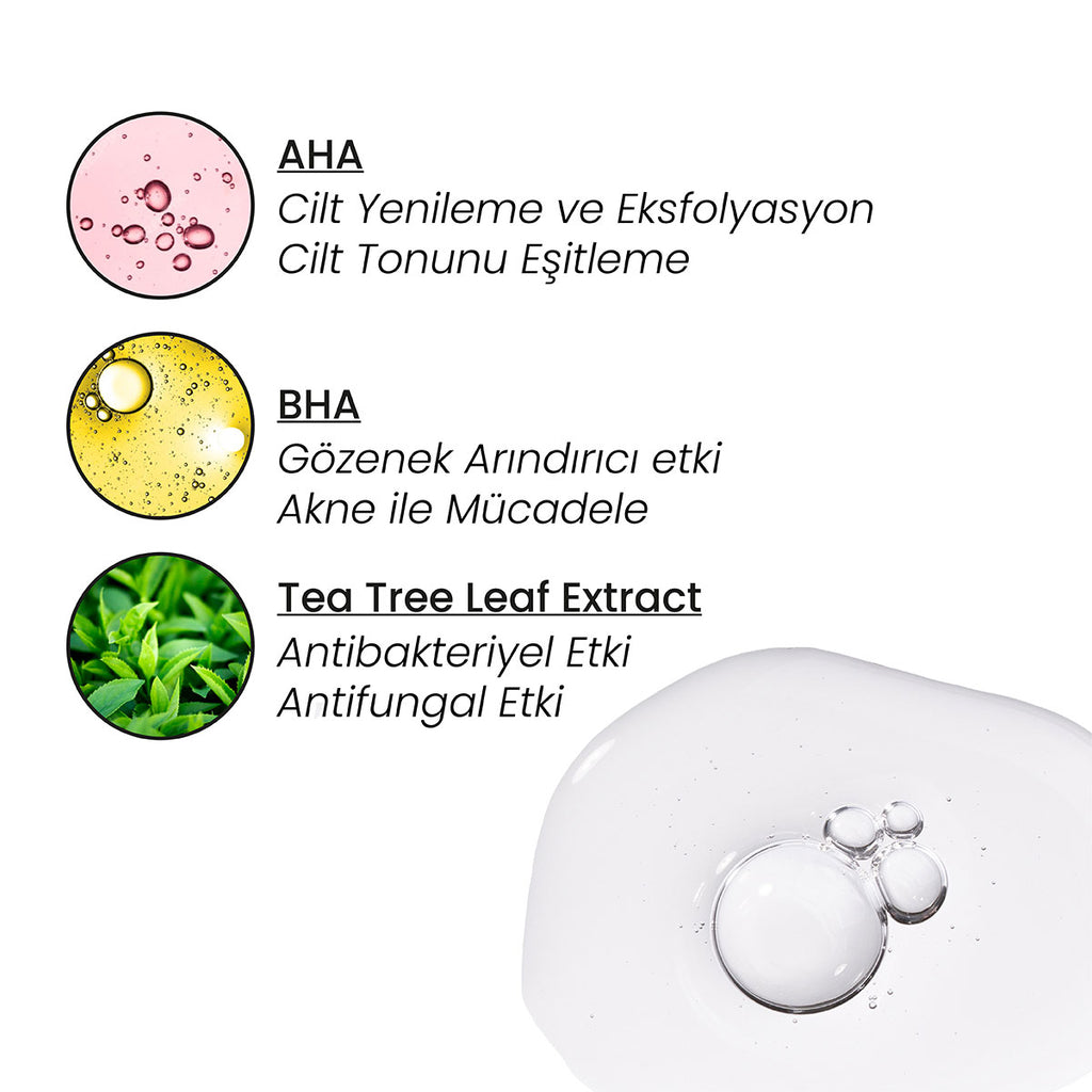 Arındırıcı & Gözenek Sıkılaştırıcı Tonik – ürünün aktif bileşenlerini ve formülünü gösteren görsel