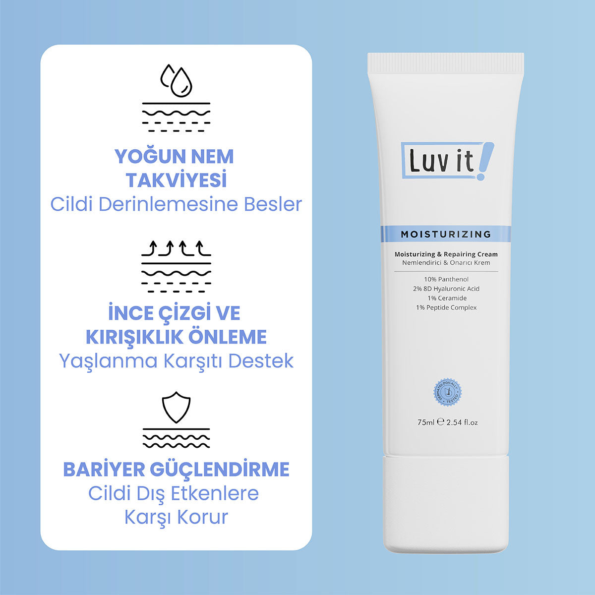 Nemlendirici & Onarıcı Krem – ürün faydalarını açıklayan bilgi görseli