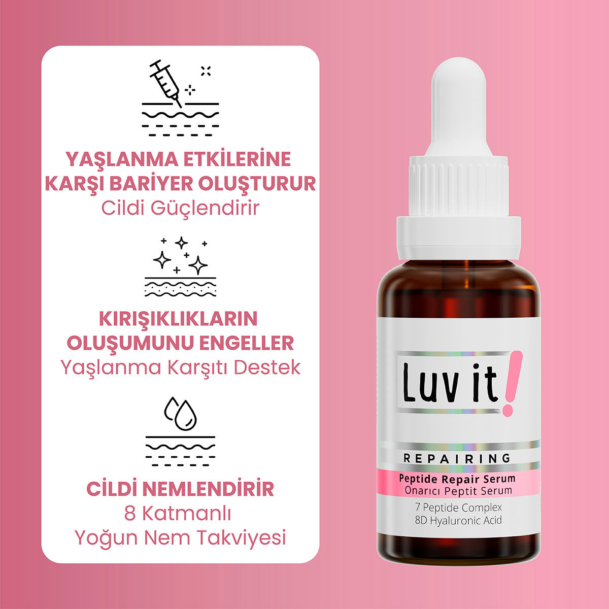 Onarıcı Peptit Serum – ürün faydalarını açıklayan bilgi görseli