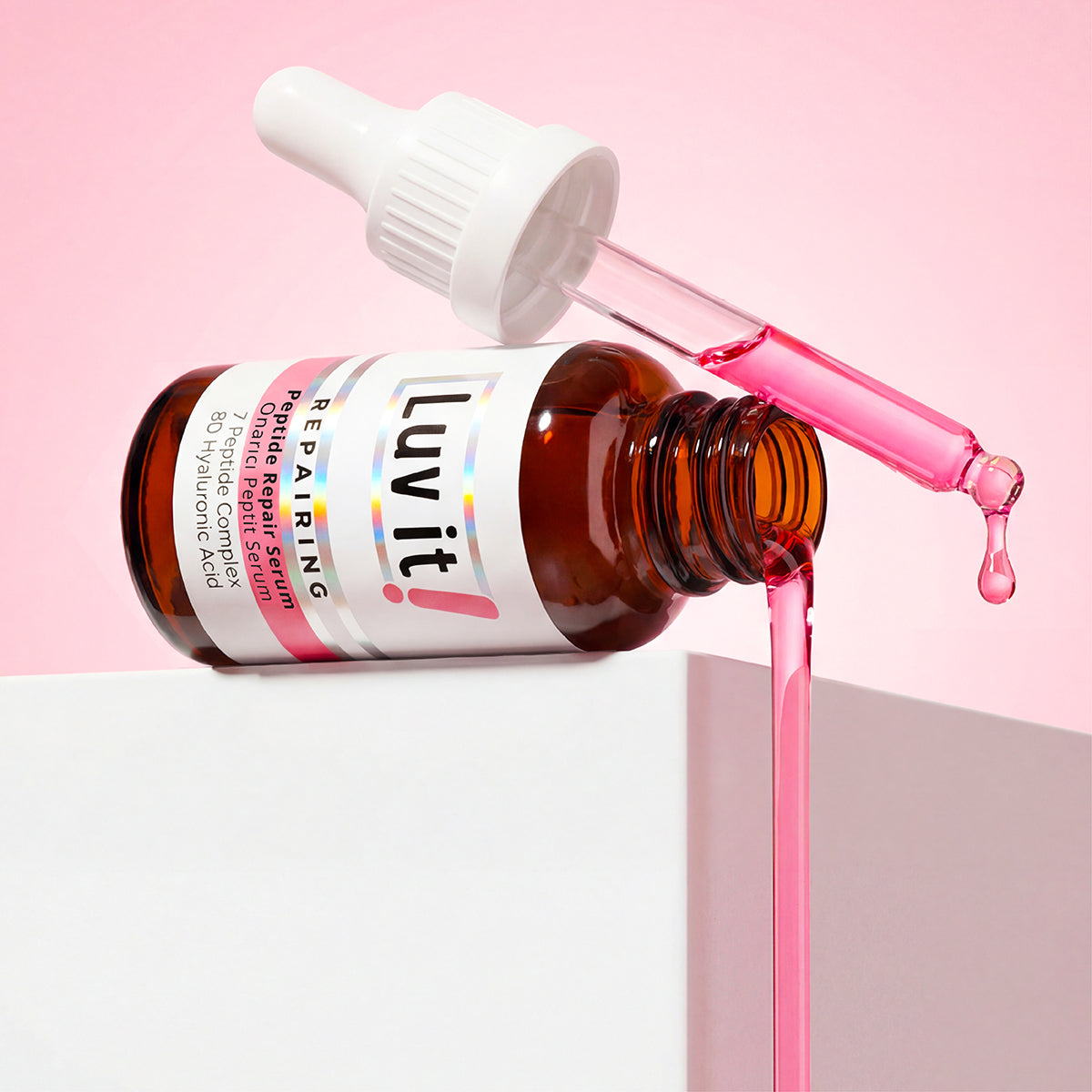 Onarıcı Peptit Serum – serum şişesi yakın çekim, cilt bakım etkili