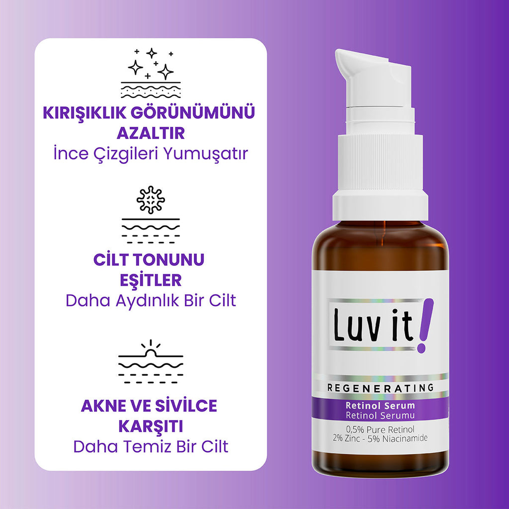 Retinol & Niacinamide Cilt Serumu – ürün faydalarını açıklayan bilgi görseli