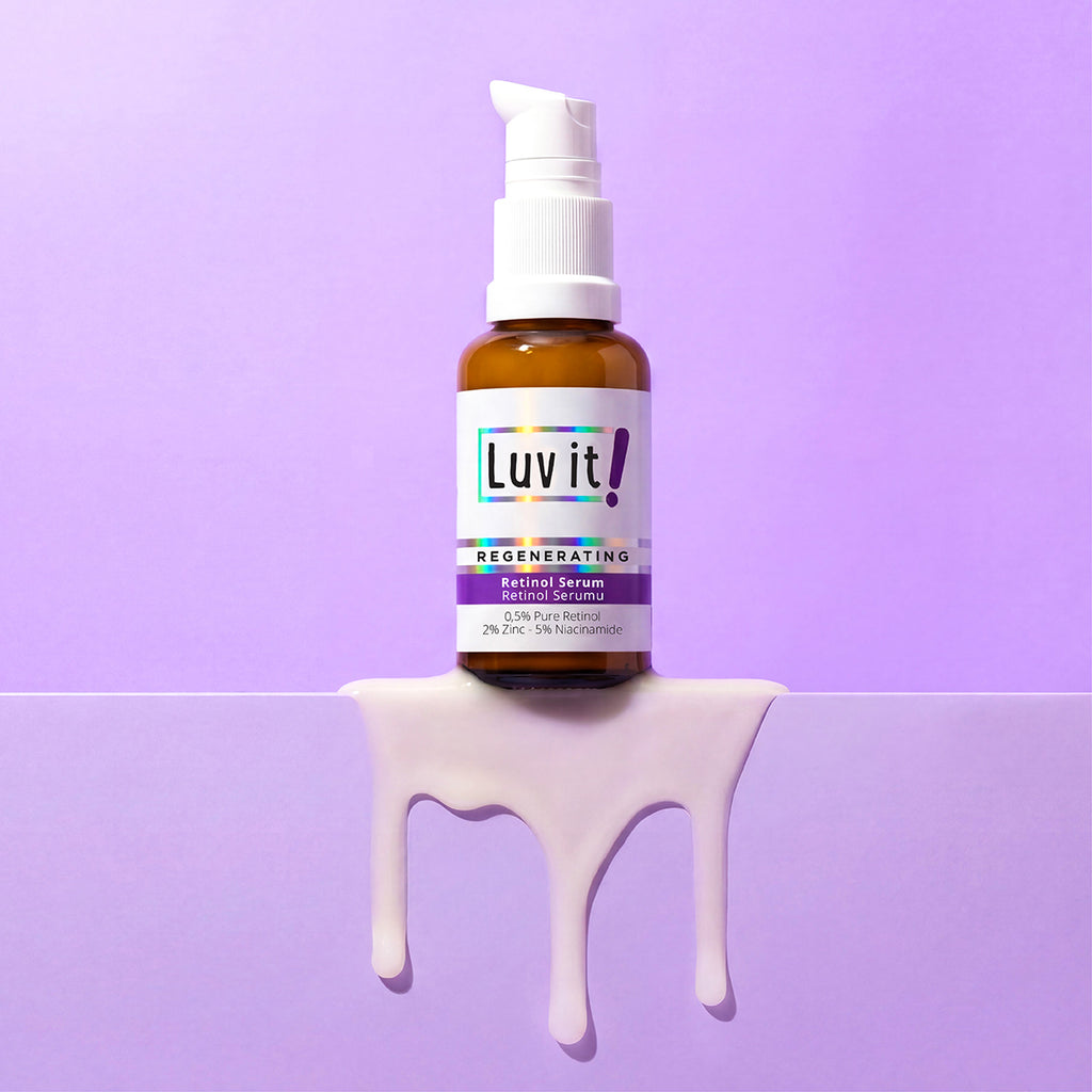 Retinol & Niacinamide Cilt Serumu – serum şişesi yakın çekim, cilt bakım etkili