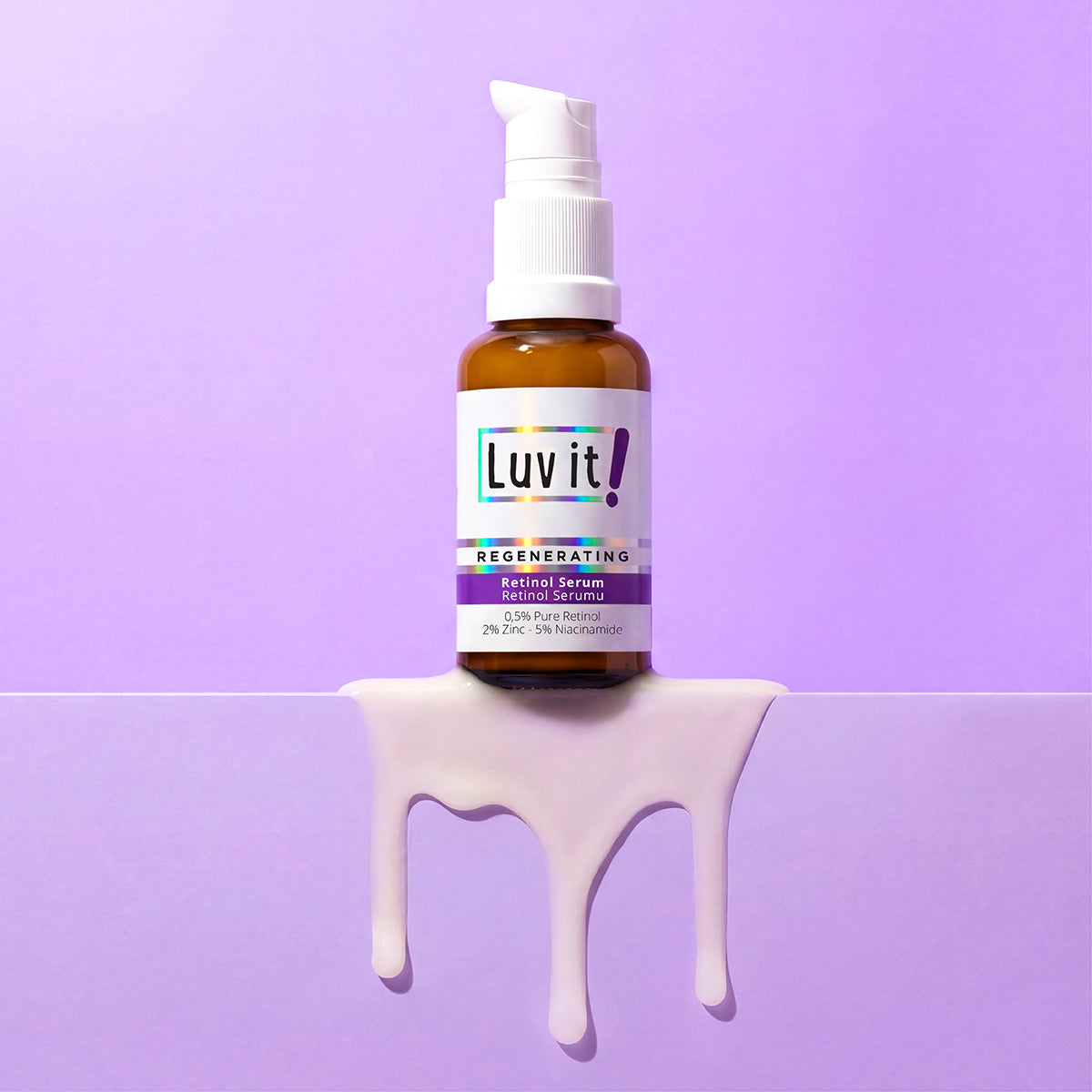 Retinol & Niacinamide Cilt Serumu – serum şişesi yakın çekim, cilt bakım etkili