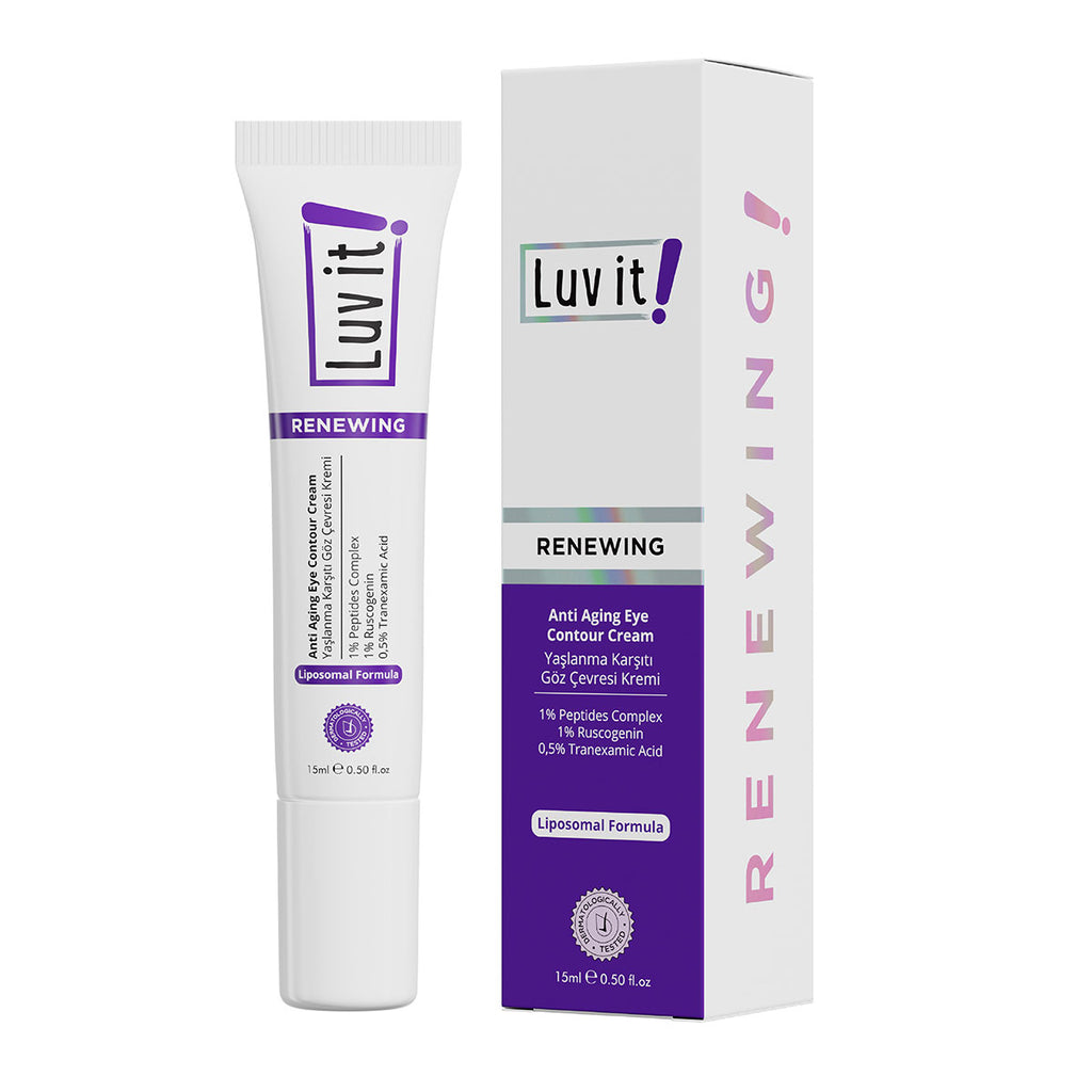 Yaşlanma Karşıtı Göz Çevresi Kremi – temiz beyaz arka planda ürün ambalajı, e-ticaret ürün görseli